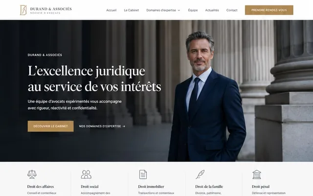Page d’accueil d’un cabinet d’avocats.